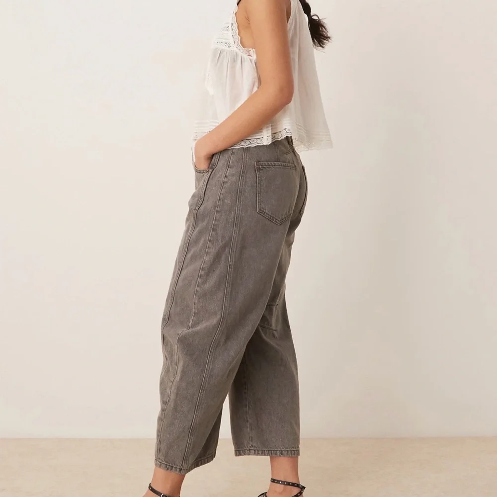 Free People good luck mid rise barrel leg jeans in archive grey - Picture 3 of 7